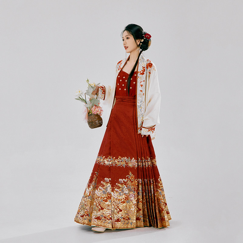 月渺境繁花马面裙套装女2026新款明制汉服婚服新中式织金红色,淘宝优惠券,粉丝福利购,淘宝优惠卷