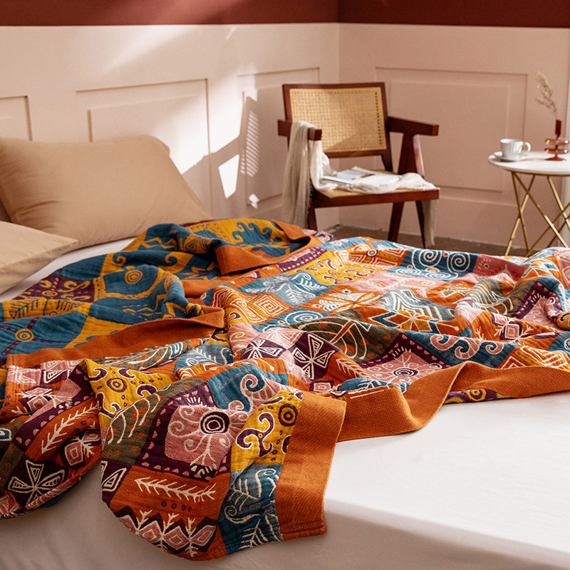 纯棉五层纱布毛巾被双人欧式床盖全棉厚床L单柔软透气双面两用毯,淘宝优惠券,粉丝福利购,淘宝优惠卷