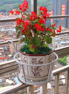 铁艺阳台花架栏杆花架护栏挂式花盆架悬挂吊篮架家用办公室绿萝架