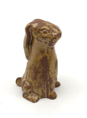 不仁斋薛继业陶瓷雕塑紫陶柴窑葫芦皮色生肖兔新中式家居雕塑摆件