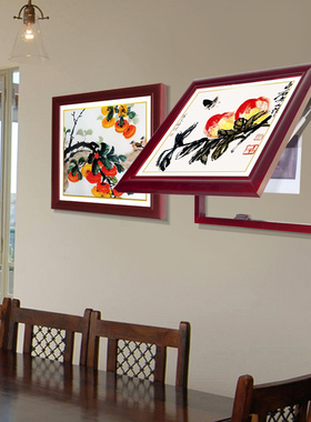 现货速发二联推拉中式遮挡电表箱装饰画配电箱挂画电闸箱液压开关