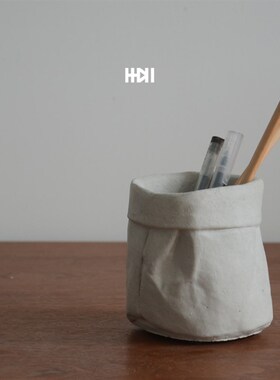 速发一居一混凝袋子水泥花盆 笔筒饰家加 品 设计师手工 摆件