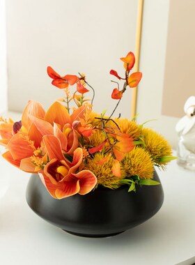 速发新中式高假感花级花样板间装饰客厅餐桌书房茶室艺奢花轻摆件