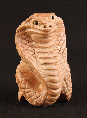 速发桃木蛇摆件原色木十二生肖木蛇木雕桃属蛇汽车摆件环保无漆