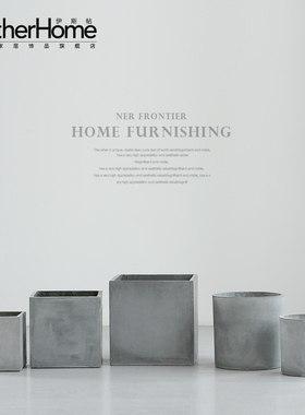 田园装饰品花盆摆件 大型植物盆景盆栽花盆M 圆形方形水泥花盆摆