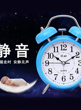 小闹钟学生用夜光静音牀头简约闹铃儿童创意个性卧室钟表超大声音