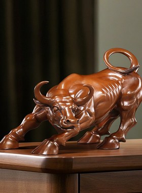 紫铜牛摆件华尔街牛摆件家居客厅办公室装饰品摆设开业礼品摆件