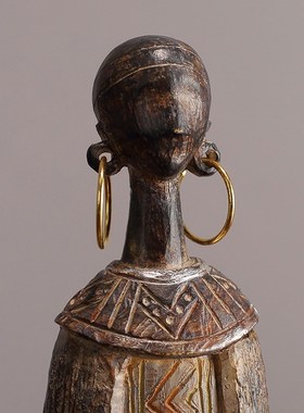 非洲部落艺术女人像头像摆件复古怀旧风格客厅电视柜书房桌面摆件