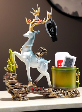 鹿摆件创意新中式工艺礼品摆饰客厅玄关博古架书房书桌小装饰品笔