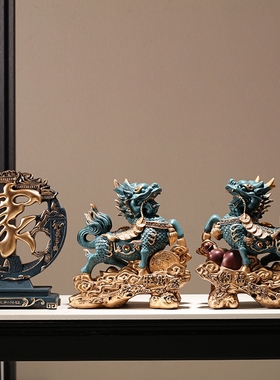 鼎吉福家用进门招财纳福麒麟摆件