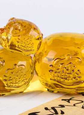 黄水晶金猪琉璃水晶猪礼品摆件生肖琉璃猪开业送礼摆件柜台装饰品