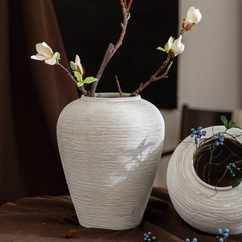 复古艺术陶瓷花瓶客厅水培插花粗陶罐仿古做旧粗犷U侘寂风装饰摆,淘宝优惠券,粉丝福利购,淘宝优惠卷
