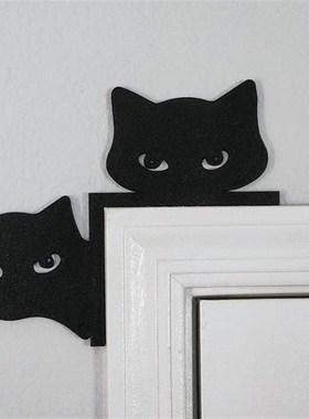 外贸 金属工艺品黑色猫咪u门框门角装饰门顶装饰窗户室内墙面摆件
