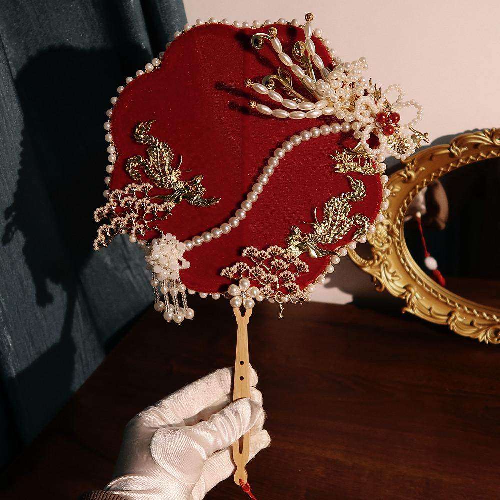 中式新娘长柄扇子diy手工秀禾服团扇闺蜜结婚送礼喜扇材料包成品,淘宝优惠券,粉丝福利购,淘宝优惠卷