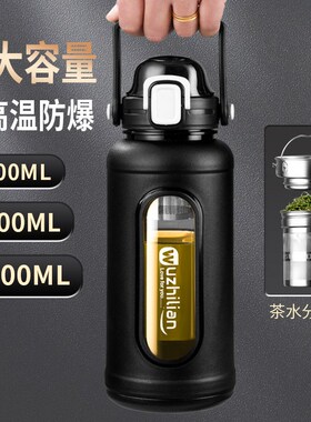 茶水分离玻璃杯超大容o量防摔耐热水瓶夏季旅行户外车载便携泡茶