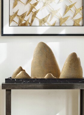 速发新中式峰景假山陶瓷装件酒店售楼部样板摆软房案几玄关端景台