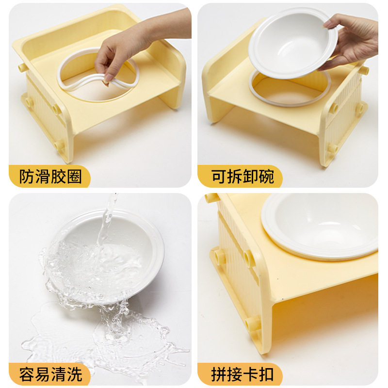 2024陶瓷猫碗方形高架碗可调节高度护颈食盆防打翻猫狗饭碗现货,淘宝优惠券,粉丝福利购,淘宝优惠卷