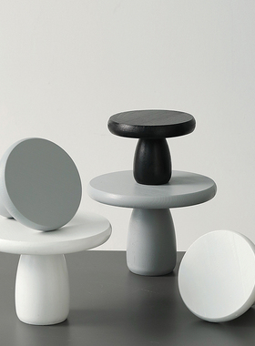 黑白灰装饰摆件玄k关钥匙收纳盘 ins风客厅软装饰品小蘑菇造型托