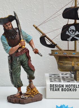 水手船长海盗人物摆o件地中海风摆设家居饰品新房装饰树脂创意工