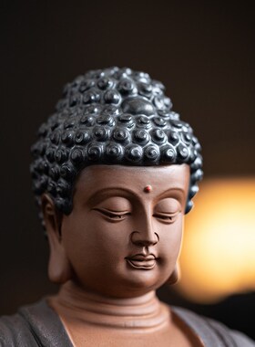 新中式释迦摩尼佛像摆件如来佛头陶瓷工艺品禅意家居玄关桌面装饰