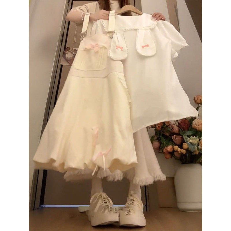 可爱小个子穿搭蝴蝶结花苞抱婴袋裤搭配兔耳朵娃娃领衬衫女两件式,淘宝优惠券,粉丝福利购,淘宝优惠卷