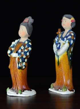 25cm仿古唐三彩仕女陶俑收藏 中式家居装饰摆件 中国特产文化礼品