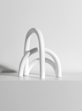 极简白色拱形线条几何树脂摆件样板间客厅博古架电视Y柜艺术装饰