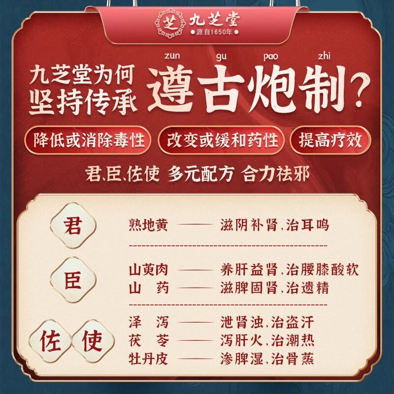 九芝堂六味地黄丸120克浓缩正品保证官方旗舰店滋阴补肾腰膝酸软