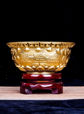 聚宝盆摆件居家办公室客厅纯铜存钱罐水晶元宝店铺开业乔迁礼品