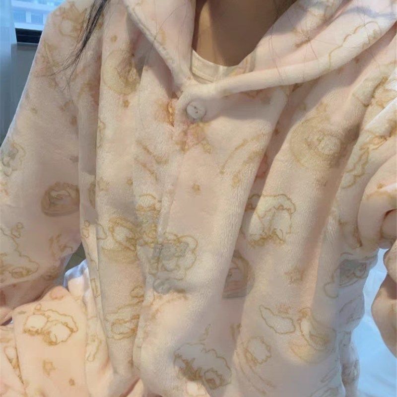 法兰绒睡袍女可爱秋冬季女生加长款加厚珊瑚绒睡裙长袖浴袍睡衣,淘宝优惠券,粉丝福利购,淘宝优惠卷