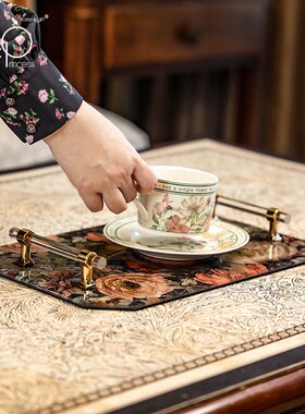 KP托盘长方形轻奢水杯茶杯托盘家用客厅高级托盘创意新中式收纳盘