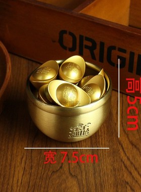 成品米缸纯铜黄铜聚宝盆金元宝五路财神招财进宝缸居家用聚财摆件