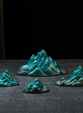 速发陶瓷假山摆件禅意雪山新水式客厅玄面博古架鱼缸中族盆景桌关