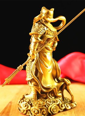 纯铜二郎神真君人物摆件杨戬神像铜器工艺品客厅书房桌面摆放装饰