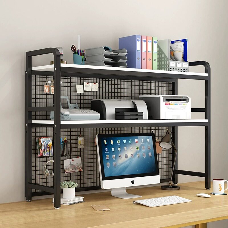 Computer elevated printer desktop partition rack multi-layer board student bookshelf hole board iron storage rack