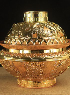 速发藏式糌粑香子紫铜罐盒藏子祥云盒食物盒藏族工艺酥油盒吉祥盒