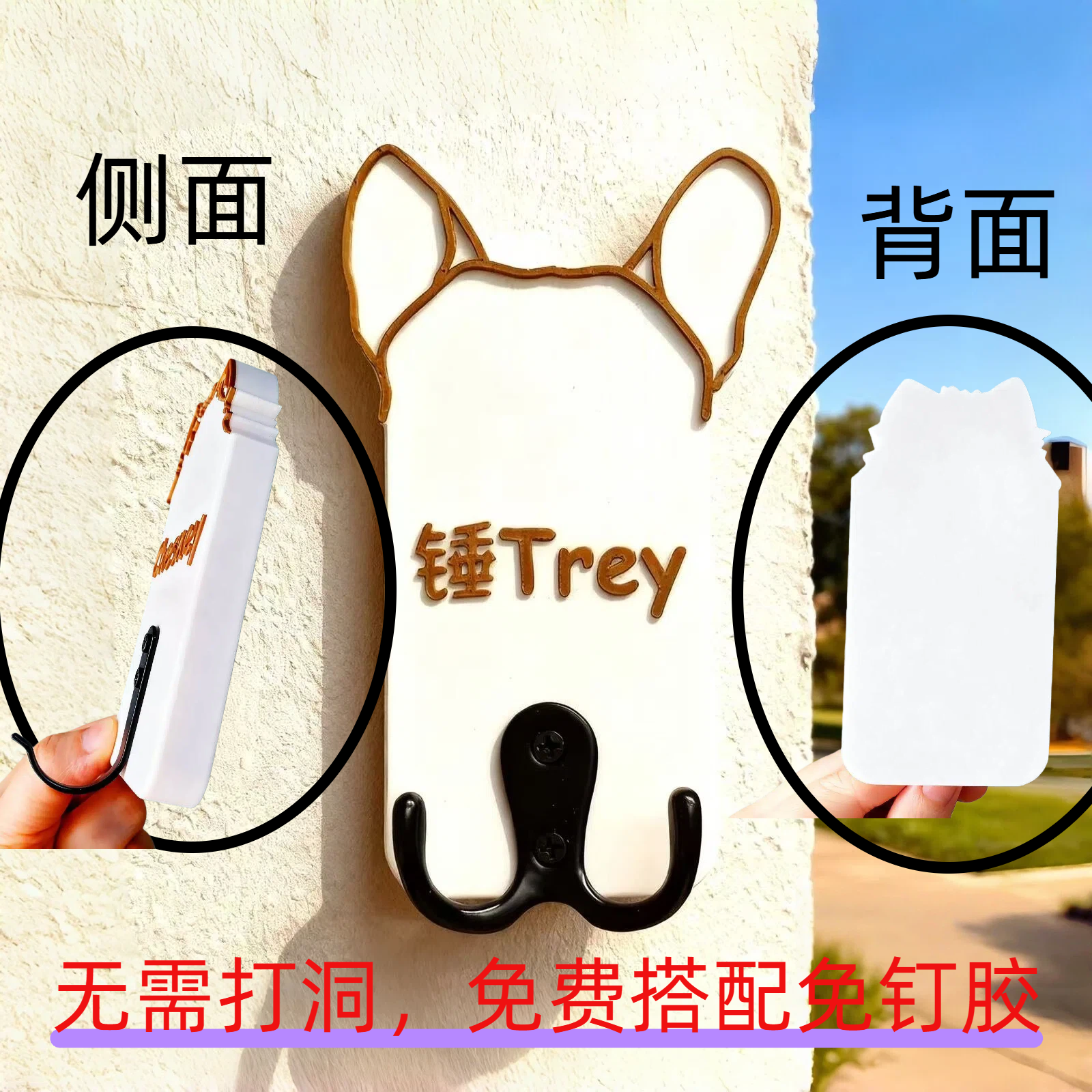 「可定制」塑料个性化宠物牵引绳收纳架狗狗宠物名字宠物绳挂钩 - 图1