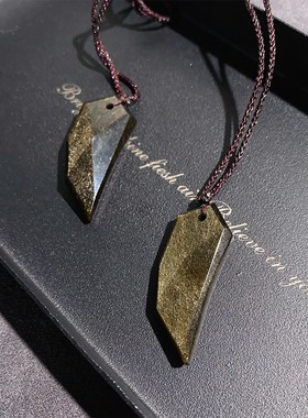 平安符天然黑曜石金曜石狼牙吊坠男女挂坠送礼绳子可调节长短