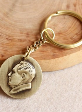 速发实心复古纯铜礼铜伟人扣挂车男汽件链吊坠黄品