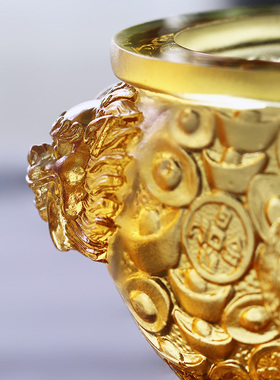 极速琉璃聚宝盆八方纳财风水招财摆件居家客厅前台桌面装饰商铺开