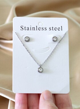 极速Simple  Cubic Zirconia Pendant Necklace earr