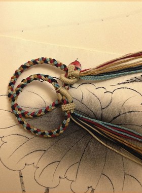 韩匠藏式手绳手工编织五彩绳素绳手搓棉民族风手串新中式