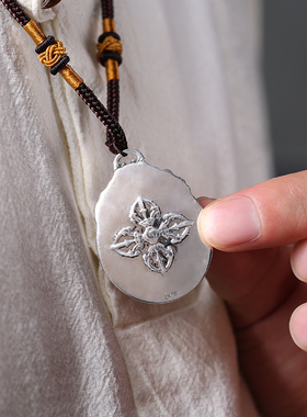 民族风情侣纯银手工复古十字金刚杵文殊九宫八卦牌男女士佛牌吊坠