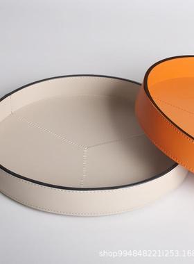 轻奢现代简约纸板皮革托盘摆件样板房售楼处创意桌面软装饰品摆设