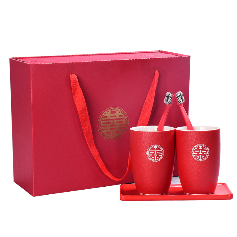 婚庆结婚水杯套装情侣漱口杯子一对创意牙刷杯牙缸红色洗漱杯陪嫁,淘宝优惠券,粉丝福利购,淘宝优惠卷