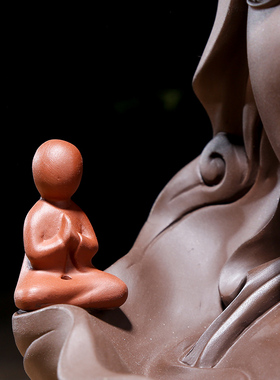 速发禅面架砂观音佛像问禅香炉家用室内玄关博古紫桌意香薰炉陶瓷