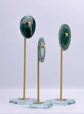 速发简晶玛瑙片艺术摆件间板样办公室桌面客厅圆形水约装饰品