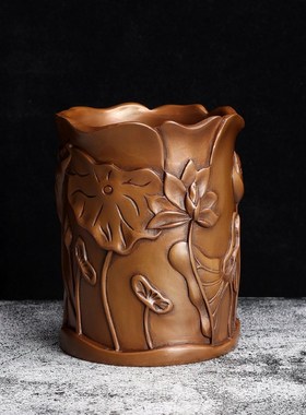 速发紫装笔筒摆件创意中式工艺品办公室书房铜商教师节饰务礼物