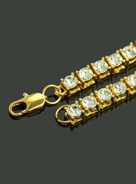 Hip Hop Mens Hip Hop 1 Row Diamond Alloy Necklace Water Dia