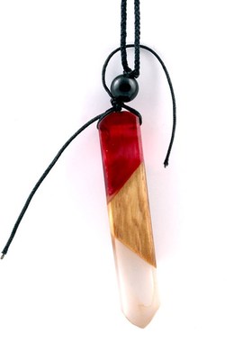 Exquisite resin wood stitching wood necklace color resin woo